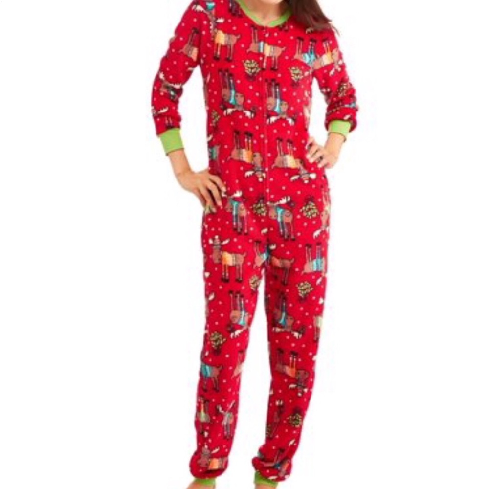 Reindeer Dropseat Pajama Union Suit One Piece